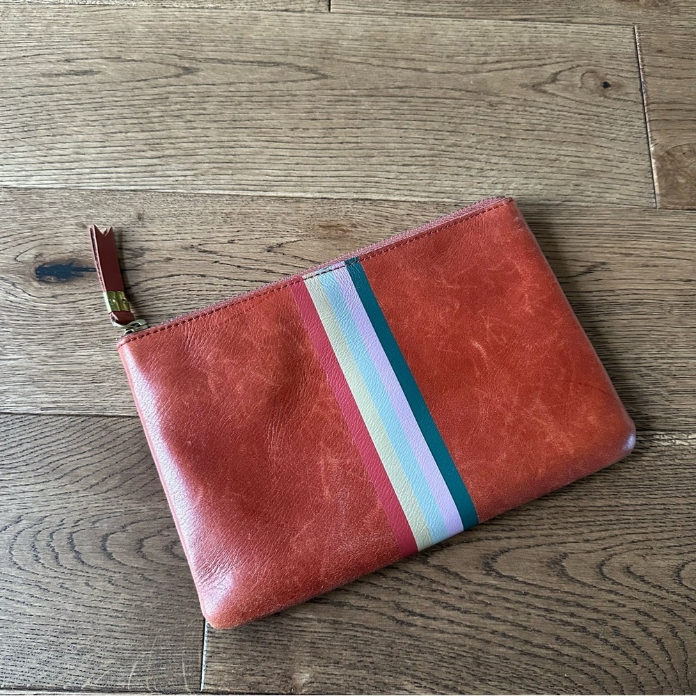 Madewell The Leather Pouch Clutch Faded Rust Multi